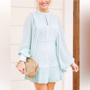 NWT Fate Mint Green Lace Long Sleeve Dress